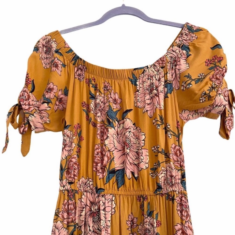 Band of Gypsies Marigold & Pink Floral Maxi Dress - Picture 3 of 5